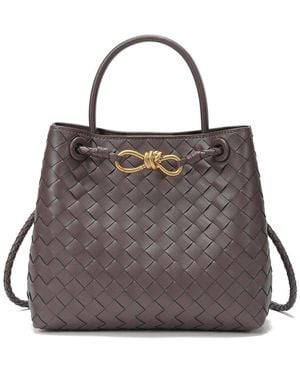 Tiffany & Fred Paris Hand-Woven Leather Messenger Bag - Grey