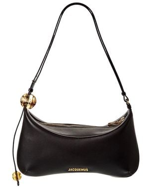 Jacquemus Bisou Perle Large Leather Hobo Bag - Black