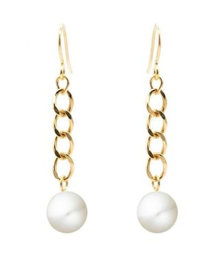Liv Oliver 18K Plated 10-12Mm Pearl Drop Earrings - Metallic