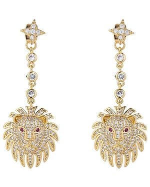 Eye Candy LA Luxe Collection 14k Plated Cz Leo Drop Earrings - Metallic