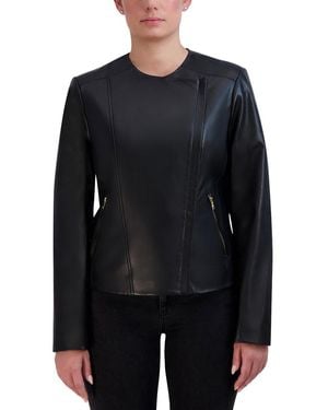 Cole Haan Cole Hann Asymmetrical Leather Jacket - Black