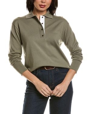 Vince Mixed Media Polo Shirt - Green