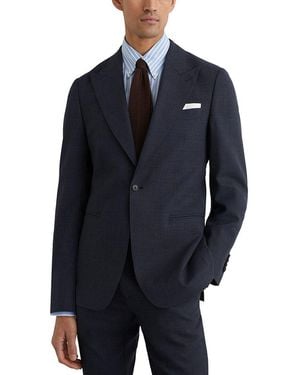 Reiss Fibre Peak Textured Wool Formal Jacket - Blue