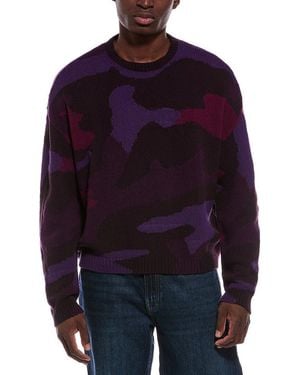 Valentino Camouflage Wool Crewneck Sweater - Blue