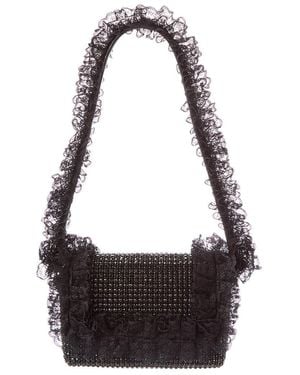 Self-Portrait Crystal Lace Detail Shoulder Bag - Black