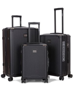Roberto Cavalli 3pc Expandable Softcase Luggage Set - Black