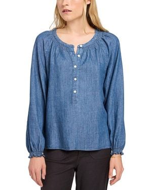 Faherty The Tried And True Linen-Blend Odette Top - Blue