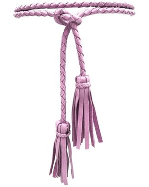 Ada Fringe Soga Leather Belt - Pink