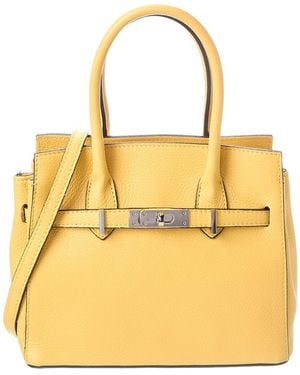 Italian Leather Tote - Yellow