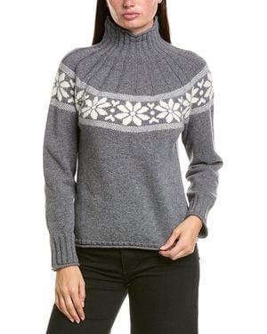 Hannah Rose Merino Wool & Angora-blend Flower Fair Isle Sweater - Gray