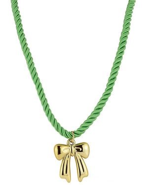 Sphera Milano Plated Bow Pendant Collar Necklace - Metallic