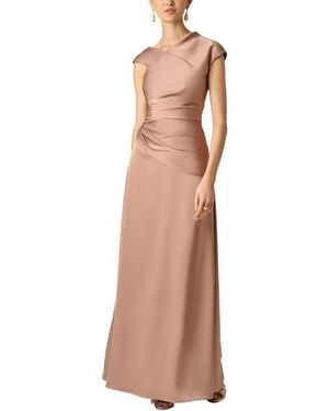 Aidan Mattox Crepe Back Satin Long Dress - Brown