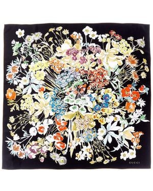 Gucci Floral Silk Scarf - Black