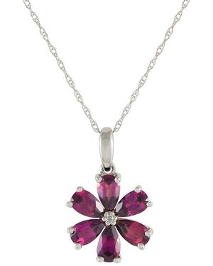 Diamond Select Cuts 14k 0.01 Ct. Tw. Diamond Flower Necklace - Pink