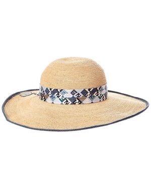 Fendi Silk-Trim Straw - White