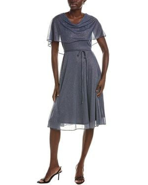 Maison Tara Short Sleeve Midi Dress - Blue