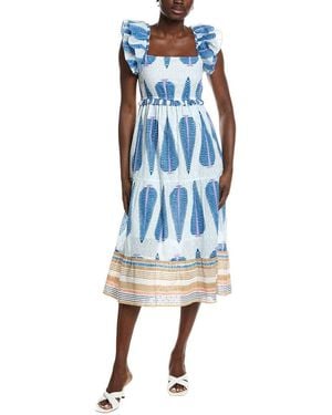 Garrie B Ruffle Midi Dress - Blue