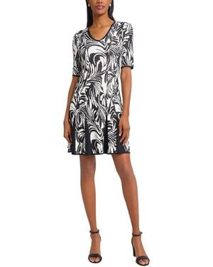 Ming Wang Princess Seam Jacquard Fit & Flare Dress - White