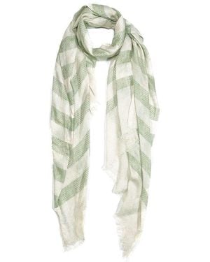 Blue Pacific Turkish Stripe Linen-Blend Scarf - White