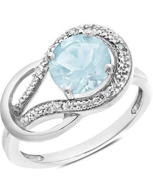 MaxColor 10k 2.30 Ct. Tw. Diamond & Aquamarine Eternity Ring - White