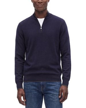 RAFFI English Rib Wool-Blend 1/4-Zip Jumper - Blue