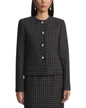 Lafayette 148 New York Pearlescent Button Collarless Wool-blend Jacket - Black