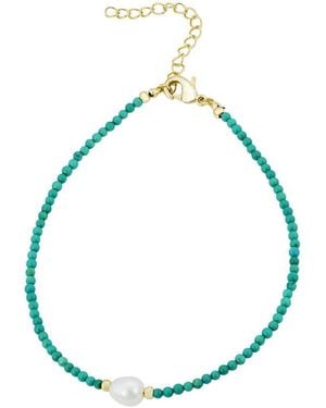 Savvy Cie 18K Plated 7-8Mm Pearl Station Anklet - Blue