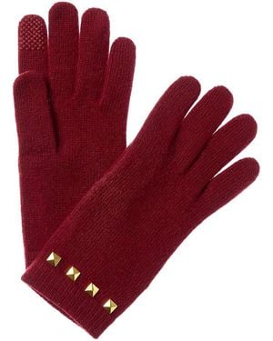 Portolano Studs On Cuff Cashmere Tech Gloves - Red