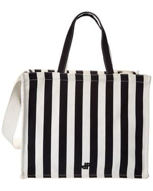 Patou Jp Large Striped Canvas Tote - Black