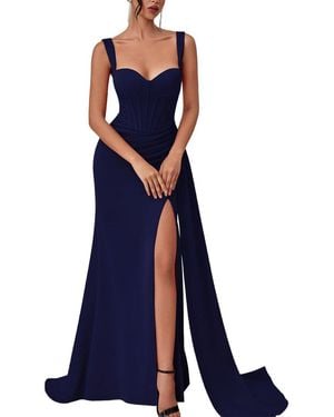 LOEY Solid Sleeveless Maxi Dress - Blue
