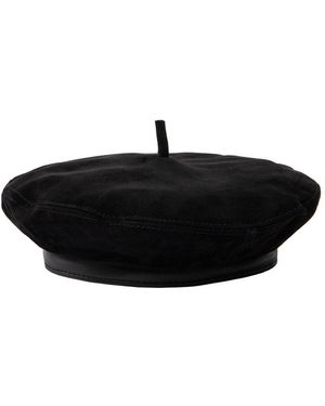 Trina Turk Suede & Leather Beret - Black