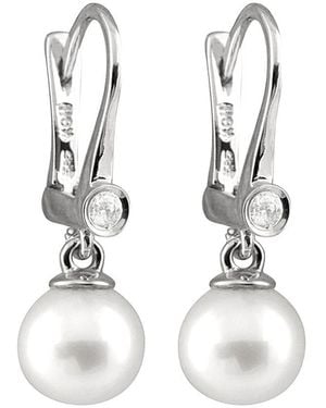 Masako Pearls Splendid Pearls 14k Diamond & 7-7.5mm Freshwater Pearl Earrings - White