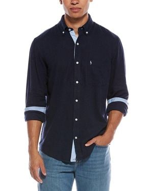 Tailorbyrd Solid Linen-Blend Shirt - Blue