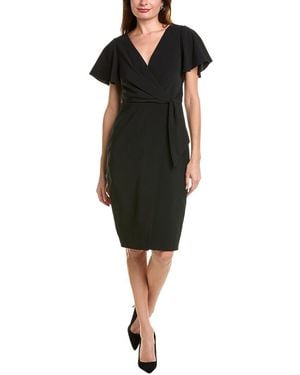 Tahari Faux Wrap Dress - Black