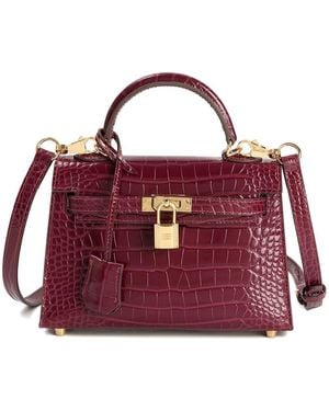 Tiffany & Fred Paris Alligator-embossed Leather Crossbody - Purple