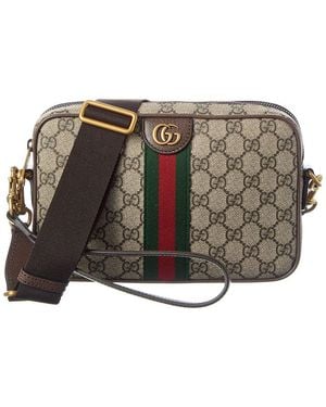 Gucci Ophidia Small Gg Supreme Canvas & Leather Crossbody - Grey