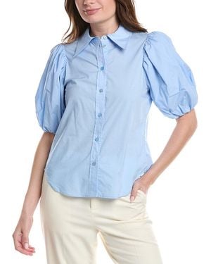 Rebecca Taylor Puff Sleeve Button-Down Shirt - Blue