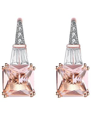 Genevive Jewelry 14k Rose Gold Vermeil Cz Earrings - Pink