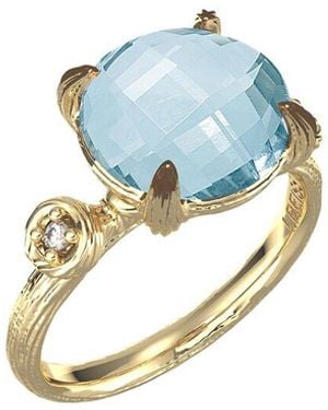 Reiss 14k 4.30 Ct. Tw. Diamond & Blue Topaz Cocktail Ring