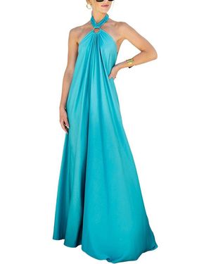 CHARLOTTE GREEN Charlotte Solid Maxi Dress - Blue