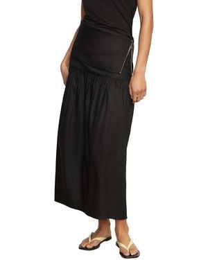 MODERN CITIZEN Mako Linen Foldover Zip-Waist Skirt - Black