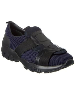 Ferragamo Salvatore Leather-trim Trainer - Blue