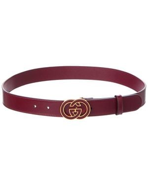 Gucci Interlocking G Buckle Leather Belt - Red
