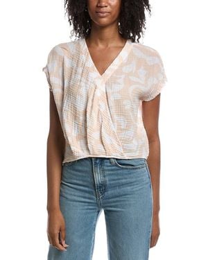 Michael Stars Evie Printed Faux Wrap Top - Blue