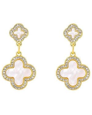 Liv Oliver 18K Plated 18.75 Ct. Tw. Mother Of Pearl Cz Double Drop Earrings - Metallic