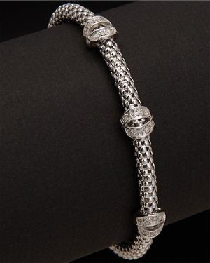 Meshmerise 18k Over Silver 0.18 Ct. Tw. Diamond Bangle Bracelet - Black