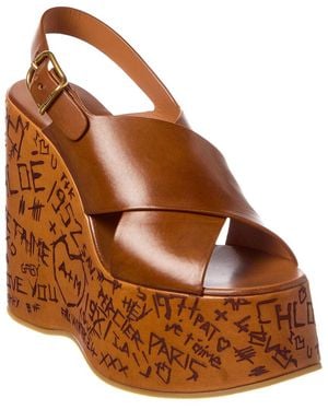 Chloé Maxime Wedge Sandals - Brown