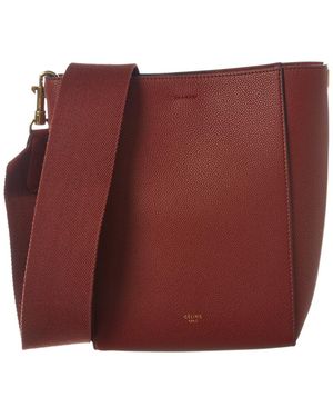 Celine Small Sangle Leather Bucket Bag - Red
