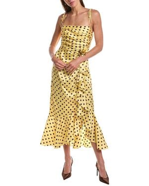 Cinq À Sept Camille Polka Dot Mireya Midi Dress - Yellow