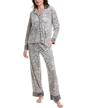 Donna Karan Sleepwear 2Pc Velour Pyjama Pant Set - Grey